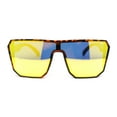 thumbnail image 1 of 90s Large Geometric Rectangular Inset Lens Shield Fashion Sunglasses Tortoise - Yellow Mirror, 1 of 4