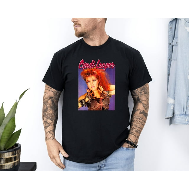 90s Music Icon Tribute Tee, Cyndi Lauper Inspired Design, Available in