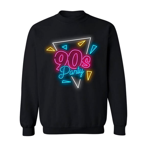 90s Neon Party Sweatshirt Women - Women Sweatshirt, Black, 5XL