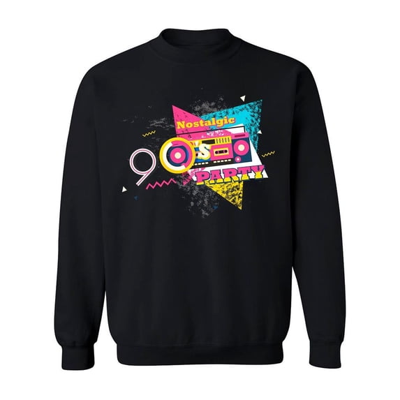 90s Nostalgic Party Sweatshirt Men -Image by Shutterstock, Male 3X-Large