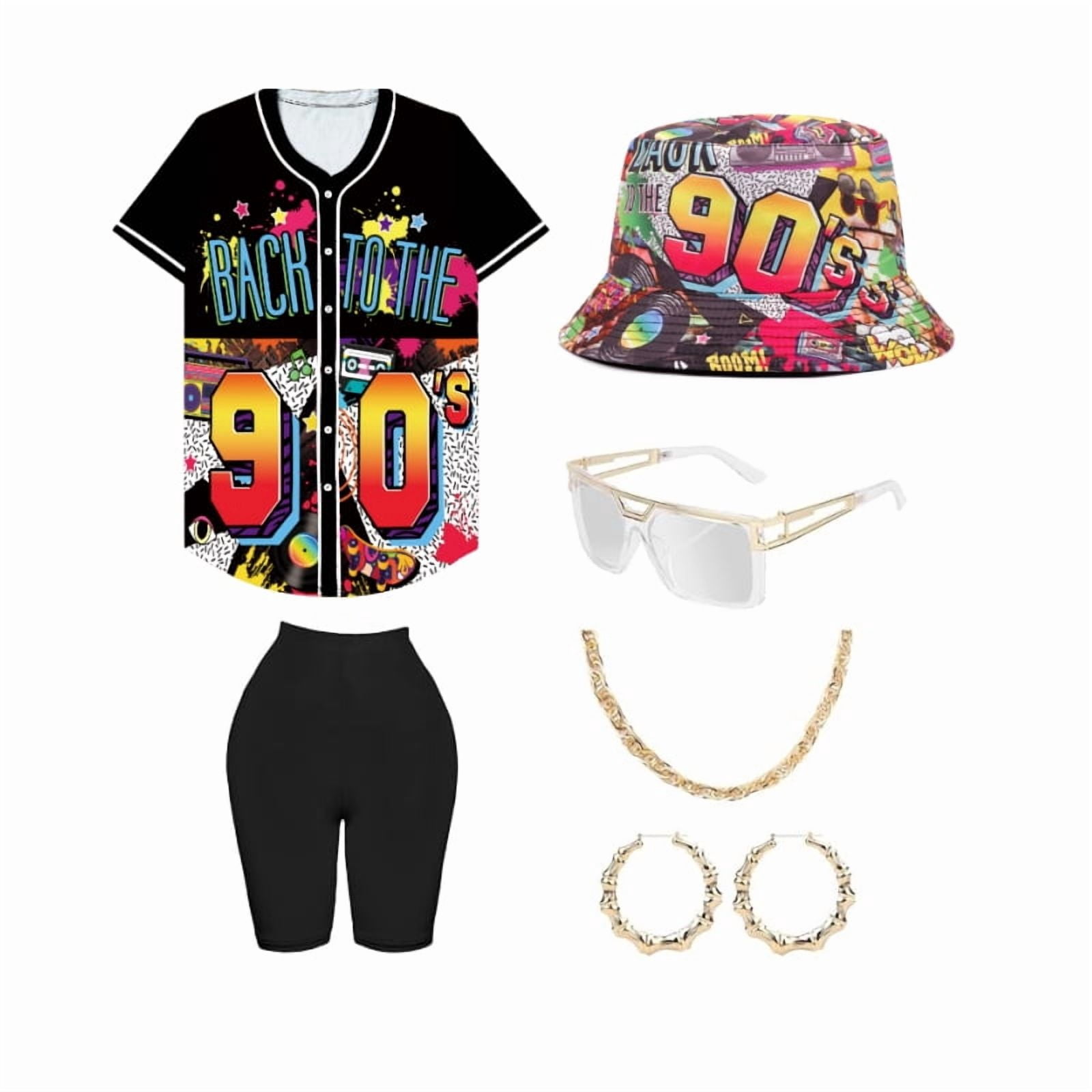 90s Outfit for Women, 90s Neon Hip-Hop Outfit Set – Vibrant Baseball ...