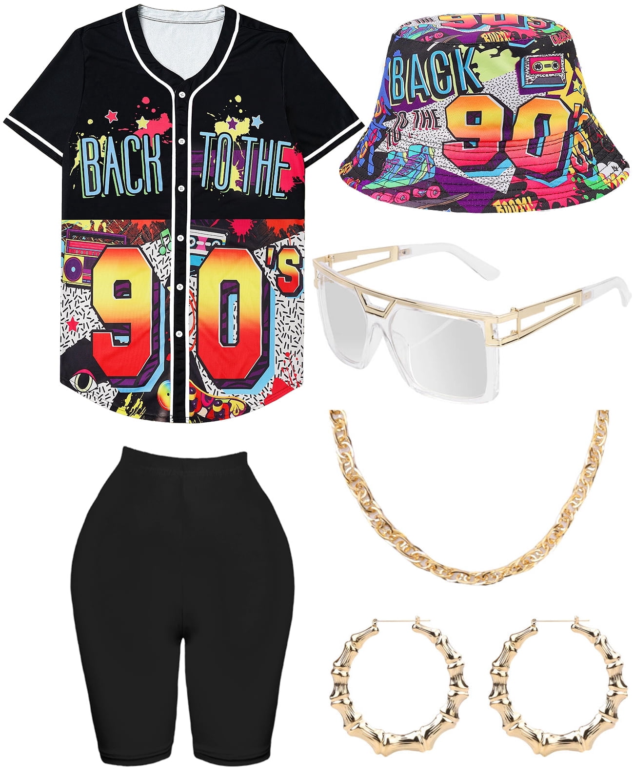 90s Outfit for Women, 90s Neon Hip-Hop Outfit Set – Vibrant Baseball ...