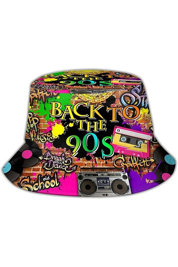 90s Outfit for Women Men, Fashion Retro 90s Bucket Hat Outdoor Packable Sun Cap Rave Accessories Fisherman Hats for Women Men
