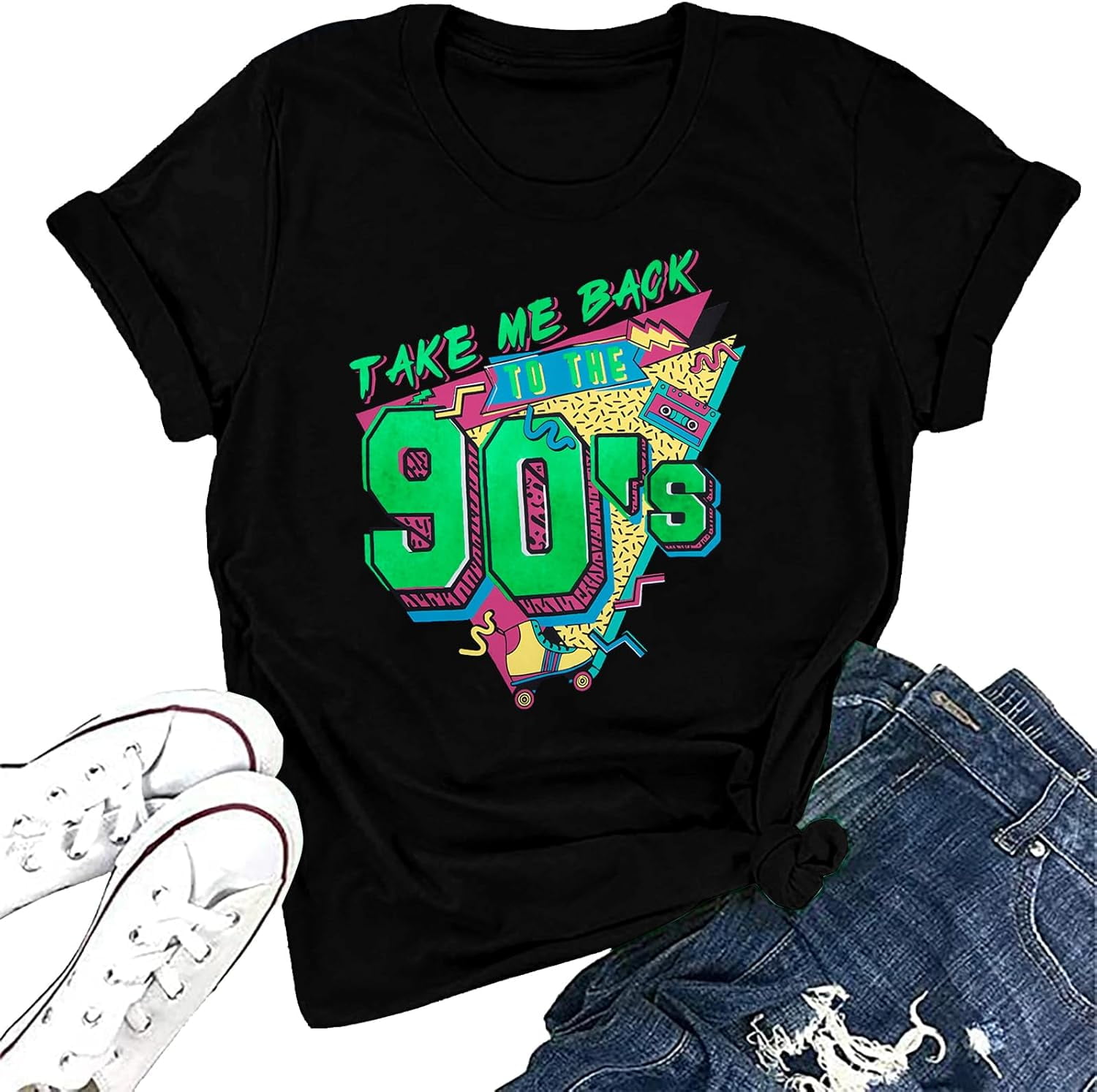 90s Outfit for Women Take Me Back to The 90's Shirt Vintage Neon Crew
