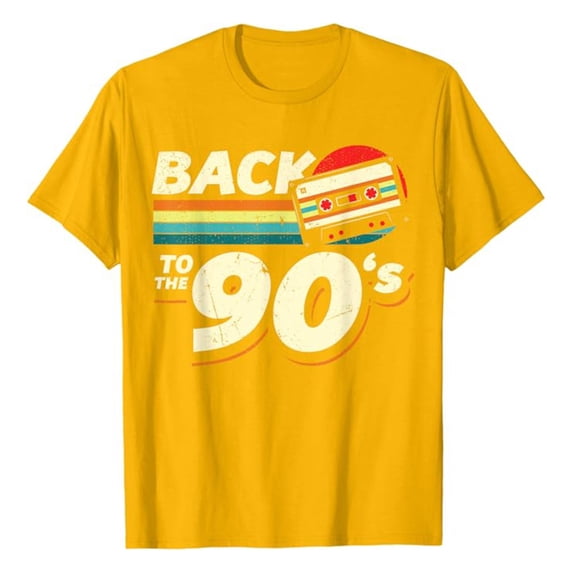 90s Party Outfit Men Back to The 90s Graphic Print T-Shirt Yellow Size M