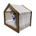 thumbnail image 1 of 90s Pet House, Memphis Style Geometrical Illustration with Dots Barcode Triangle Shapes Retro Art, Outdoor & Indoor Portable Dog Kennel with Pillow and Cover, 5 Sizes, Coral Black, by Ambesonne, 1 of 5