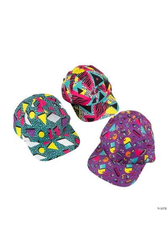 90s Print Baseball Caps, Birthday, Apparel Accessories, 12 Pieces