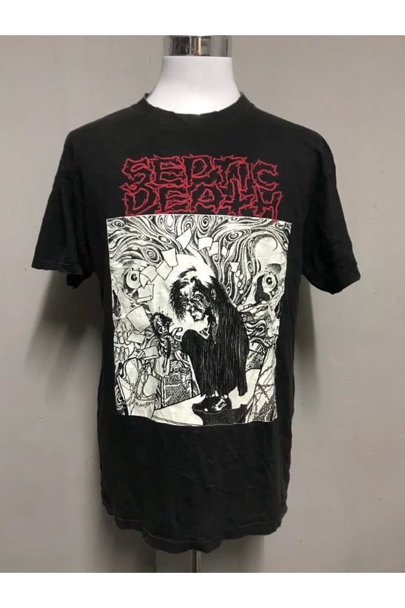 90s Pushead Septic Death Burial Mai So Black All Size T-Shirt