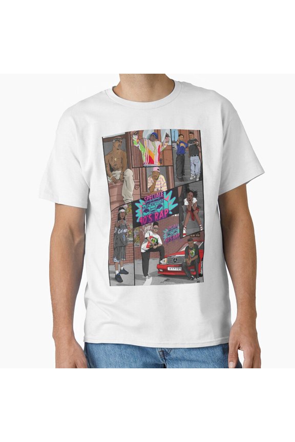 90s Rap Golden Age Rapper Collage Multi Character Grid Variant M Top T-Shirt
