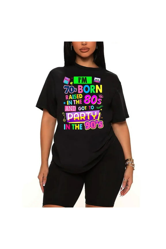 90s Rave Ideas Women 90's Party 2 Piece Outfit Festival Costume T-Shirt and Casual Short Sleeve Shirt Oversized Matching Clothing Set-black-2XL