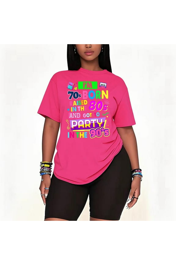 90s Rave Ideas Women 90's Party 2 Piece Outfit Festival Costume T-Shirt and Casual Short Sleeve Shirt Oversized Matching Clothing Set-pink-5XL