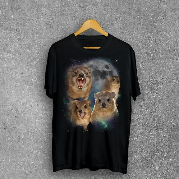 90s Retro Hyraxes Moon T-shirt, Screaming Hyrax Meme Shirt, Funny Shirts, Rock Hyrax Lover Gift, Silly Tshirt, Brain rot clothes, Awawa Tee