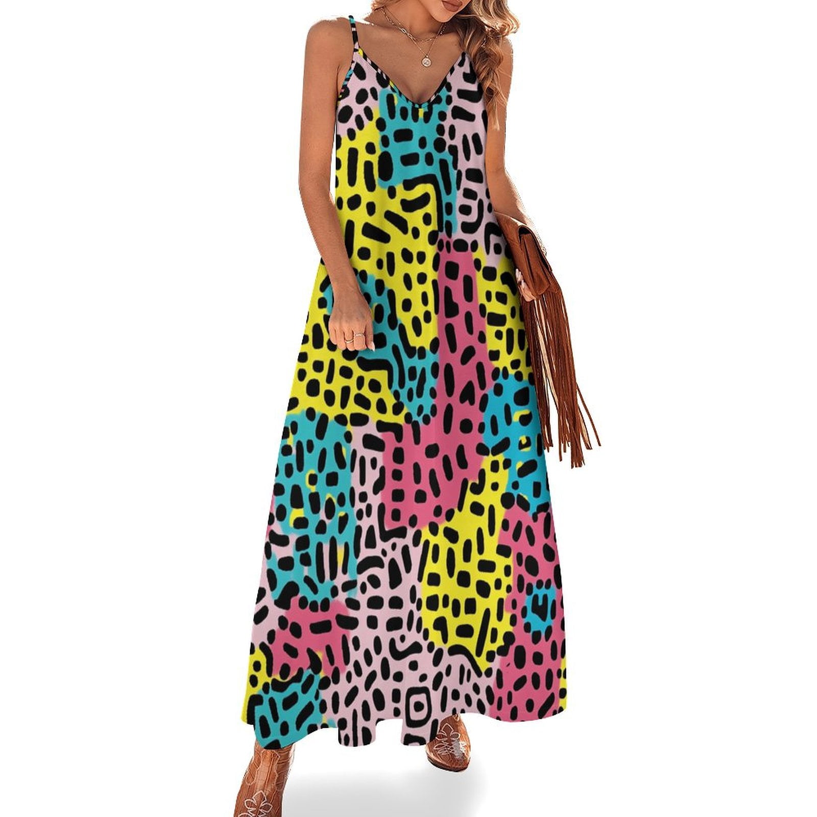retro dress 90s style JHWJH25 Memphis Sleeveless Women's Evening Dress Womans Clothing, Size: 3XL retro 90s outfit philippines work and shopping Color:AS PHOTO(ROYAL BLUE) Long Sleeve Backless Maxi cocktail outfit