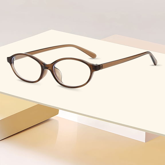 90s Retro Oval Blue Light Blocking Glasses, Goggles, Lightweight Fashion Eyewear For Computer Reading Daily Wear(Brown)