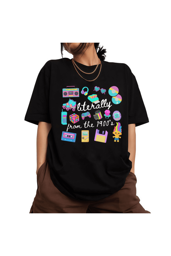 90s Retro Tech Print Tshirt Black S-5XL Y2K Nostalgic Graphic Tees Shirts Tops