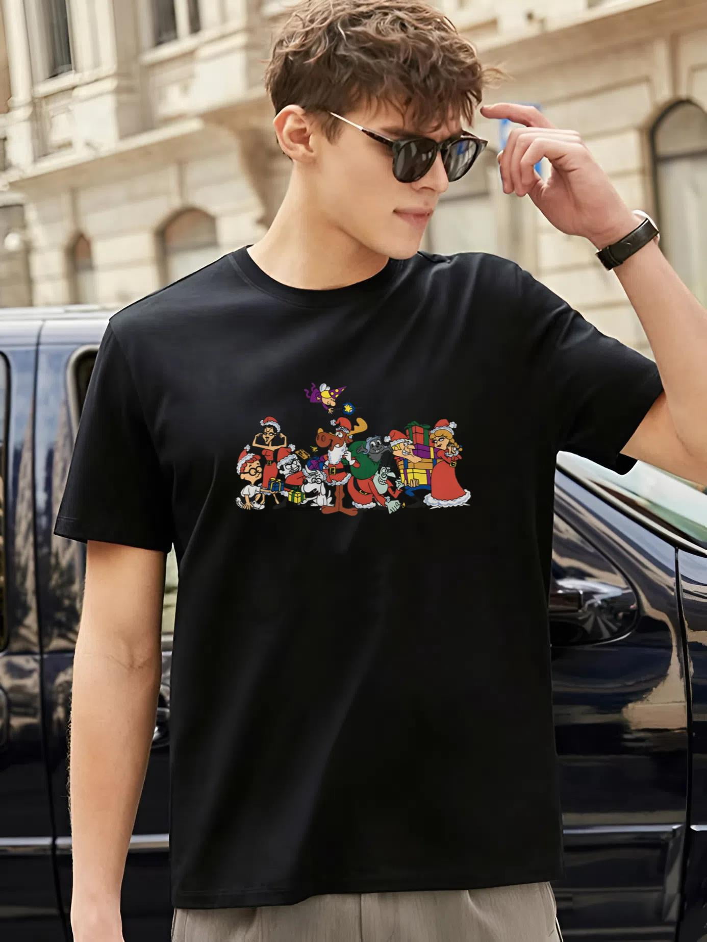90s Rocky and Bullwinkle Christmas Special Funny Cartoon Fan T