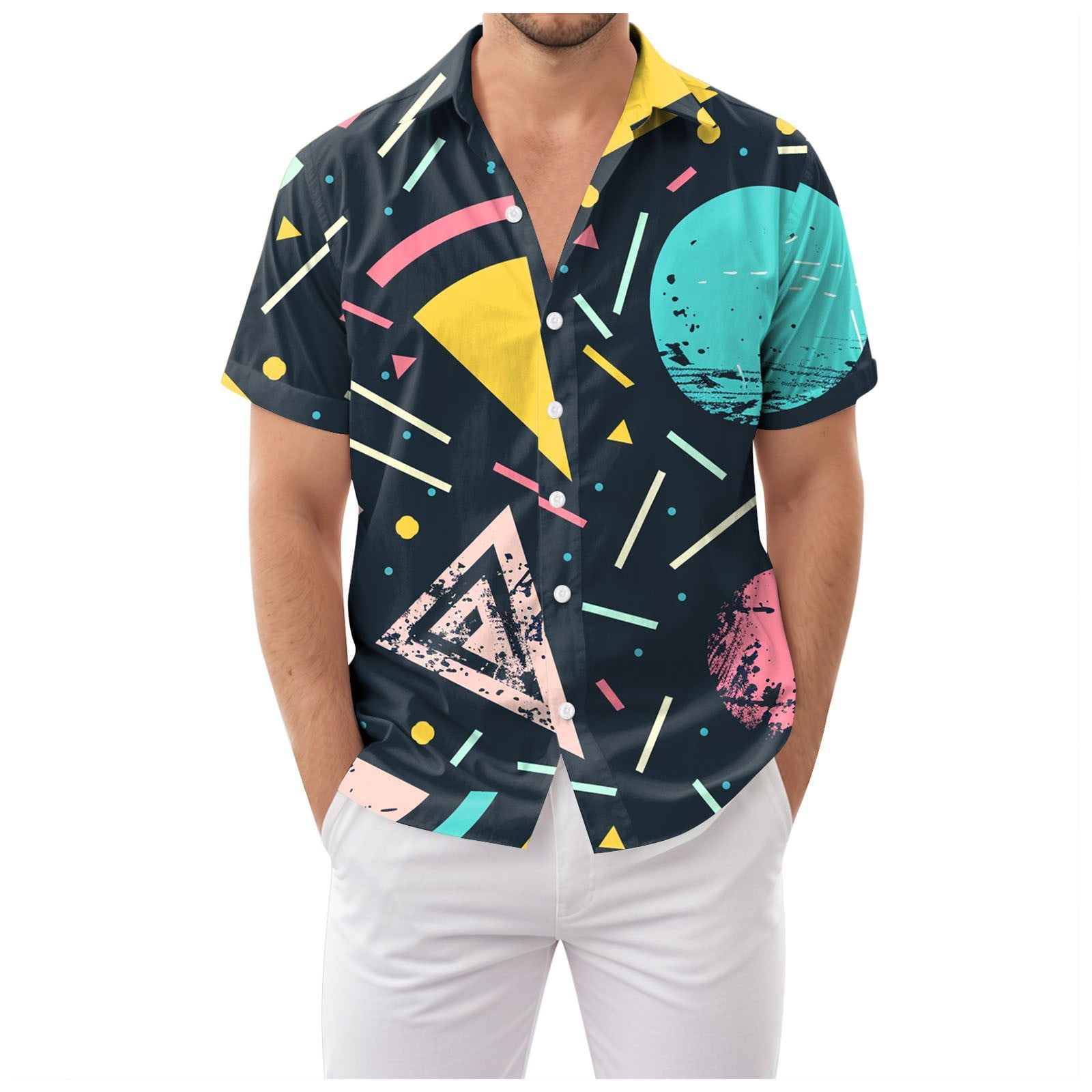 90s Shirt 80s Shirts for Men 80s 90s Disco Retro Casual Button-Down ...