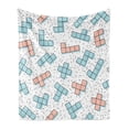 thumbnail image 1 of 90s Soft Flannel Fleece Blanket, Geometric Patterns in Retro Memphis Style Abstract Artwork with Rectangles Simple Art, Cozy Plush for Indoor and Outdoor Use, 50" x 70", Black Blue, by Ambesonne, 1 of 5