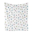 thumbnail image 1 of 90s Soft Flannel Fleece Throw Blanket, Colorful Mosaic Pattern with Geometric Shapes in Memphis Style Doodle Print, Cozy Plush for Indoor and Outdoor Use, 50" x 70", Blue Green, by Ambesonne, 1 of 5