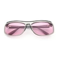 thumbnail image 1 of 90s Style Flat Top Half Rim Narrow Rectangle Wrap Sport Sunglasses Slate Silver - Pink, 1 of 8