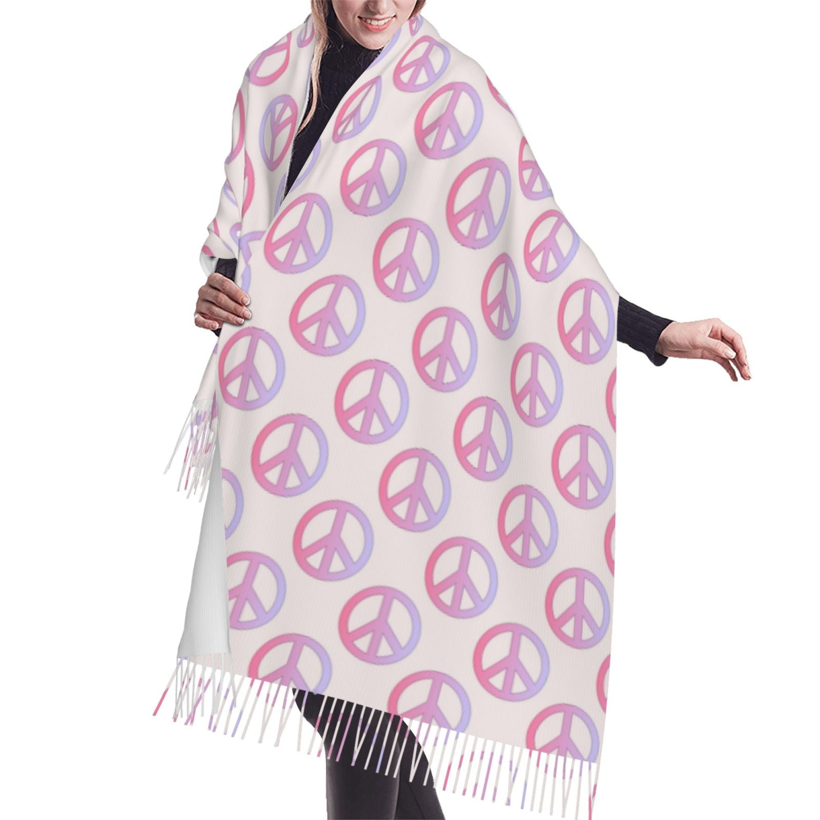 90s Style Peace sign Retro Womens Scarf Pashmina Shawls Wraps Fashion
