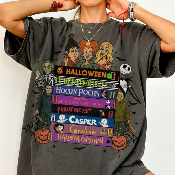 90s Style Retro Vintage Halloween Shirt, Halloween Movies VHS Shirt, Funny Halloween Shirt, Halloween Horror Shirt, Halloween Characters, Png design