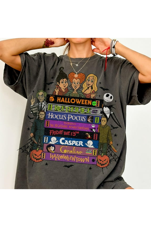 90s Style Retro Vintage Halloween Shirt, Halloween Movies VHS Shirt, Funny Halloween Shirt, Halloween Horror Shirt, Halloween Characters, Png design