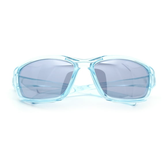 90s Styling Rectangular Fem Color Sport Plastic Wrap Around Sunglasses Blue