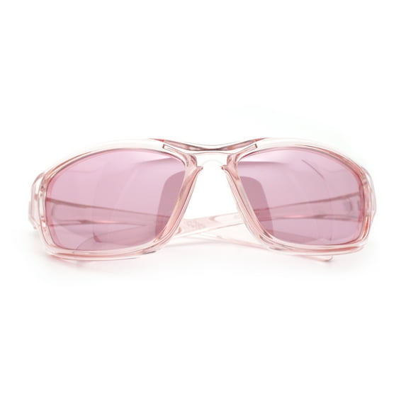 90s Styling Rectangular Fem Color Sport Plastic Wrap Around Sunglasses Pink