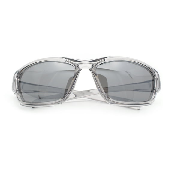 90s Styling Rectangular Fem Color Sport Plastic Wrap Around Sunglasses Slate - Grey