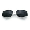thumbnail image 1 of 90s Styling Retro Fashion Wrap Around Metal Rim Rectangular Sunglasses Silver White - Black, 1 of 8