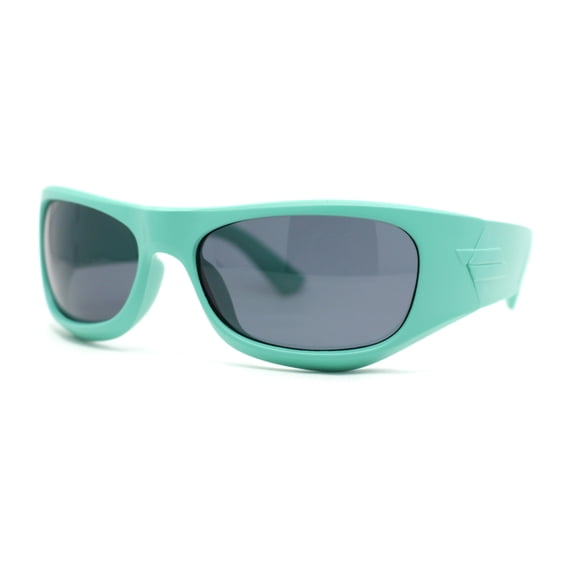 90s Styling Sport Wrap Runway Trend Plastic Sunglasses Mint - Black