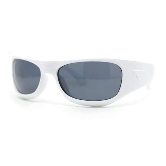 90s Styling Sport Wrap Runway Trend Plastic Sunglasses White - Black