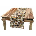 thumbnail image 1 of 90s Table Runner, 90s Theme with Old Style Recorder Stereo Television Roller Skate Shoes Electronic Watch, Dining Room Kitchen Rectangular Runner, 3 Sizes, by Ambesonne, 1 of 2