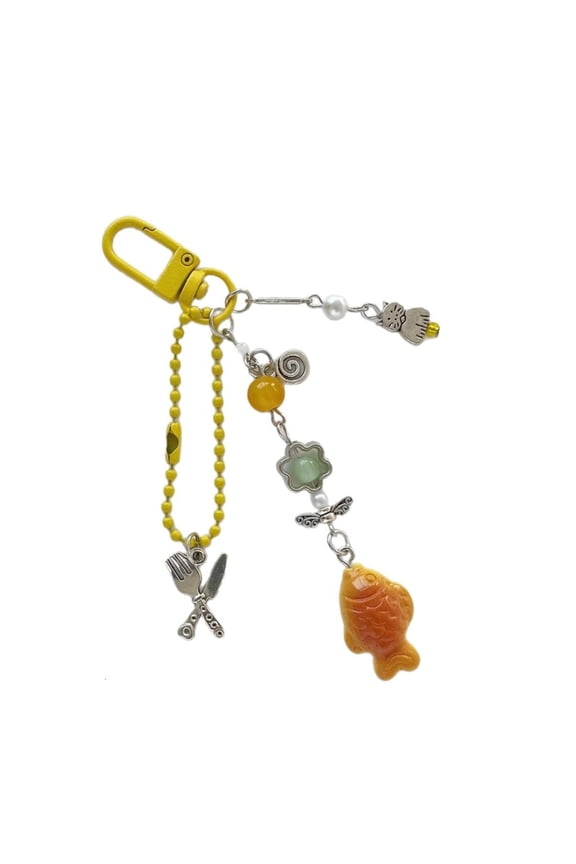 90s Taiyaki Phone Charm Japanese Vintage Keychain Pendant Multi Purpose Accessory Artistic Handmade