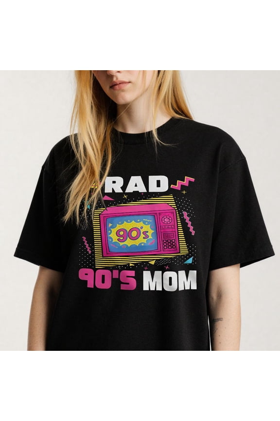90s Themed Printing T Shirt for Women Retro TV and RAD Design Tee