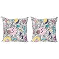 thumbnail image 1 of Ambesonne Vintage Throw Pillow Cover 2 Pack, Retro Geometric Shapes, 24", Navy Yellow Pink, 1 of 5