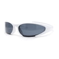 thumbnail image 1 of 90s Trendy Plastic Narrow Wrap Around Oval Sport Sunglasses White - Black, 1 of 4