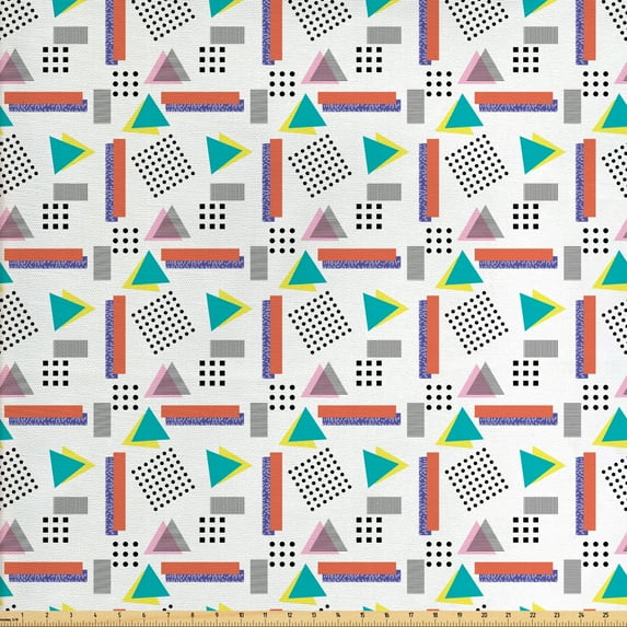 Ambesonne Vintage Fabric by the Yard Upholstery, Old Retro Style Pattern, 2 Yards, Coral Black