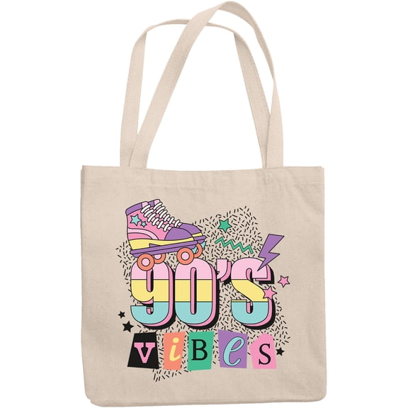 90s Vibes, Retro Roller Skaters Art Merch Gift, 12oz Canvas Tote Bag
