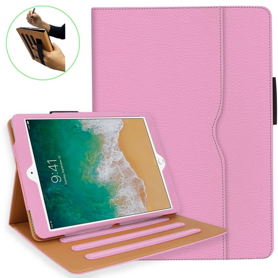 iPad 10.2 Case, iPad 7th Generation Case with Pencil Holder - Multi-Angle Stand, Hand Strap, Auto Sleep/Wake for iPad 7th Generation, iPad 10.2 Case(Pink)
