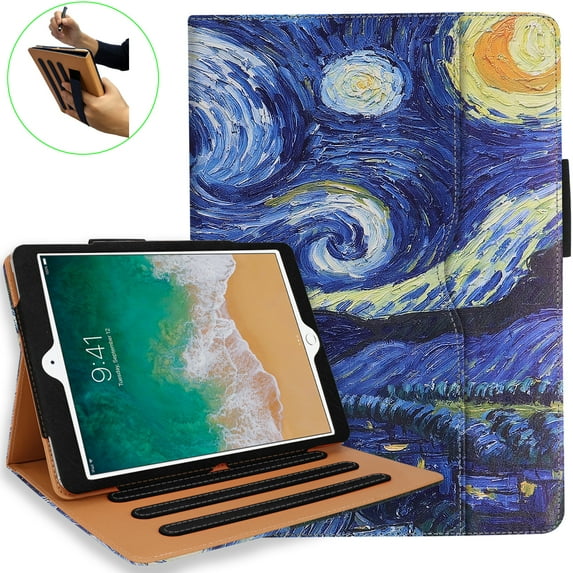 iPad 10.2 Case, iPad 7th Generation Case with Pencil Holder - Multi-Angle Stand, Hand Strap, Auto Sleep/Wake for iPad 7th Generation, iPad 10.2 Case(Starry Night)