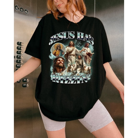 90s Vintage Bootleg, Jesus Shirt, He Is Rizzin' Shirt, Jesus Shirt, Christian Shirt, Bootleg Rap Tee, Retro Graphic 90s Tshirt All Size S-5Xl
