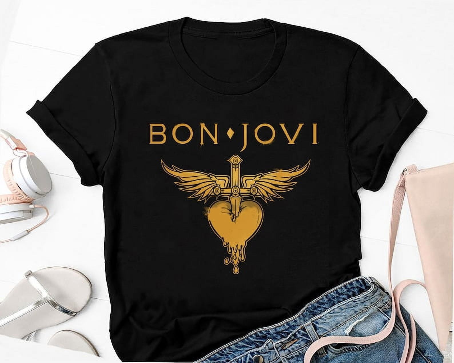 90s Vintage Logo Bon Jovi Band T-Shirt , Bon Jovi Graphic Shirt 