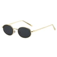 thumbnail image 1 of 90s Vintage Mini Oval Thin Wire Metal Frame Sunglasses Lightweight Slim Rim UV400 Protective Retro Fashion Shades For Men Women Daily Street Party Travel(Grey-14.5cm), 1 of 3