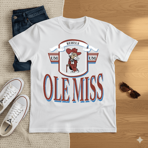 90s Vintage Ole Miss Rebels College Football Fan Gift Unisex T-Shirt, up to Size 5XL