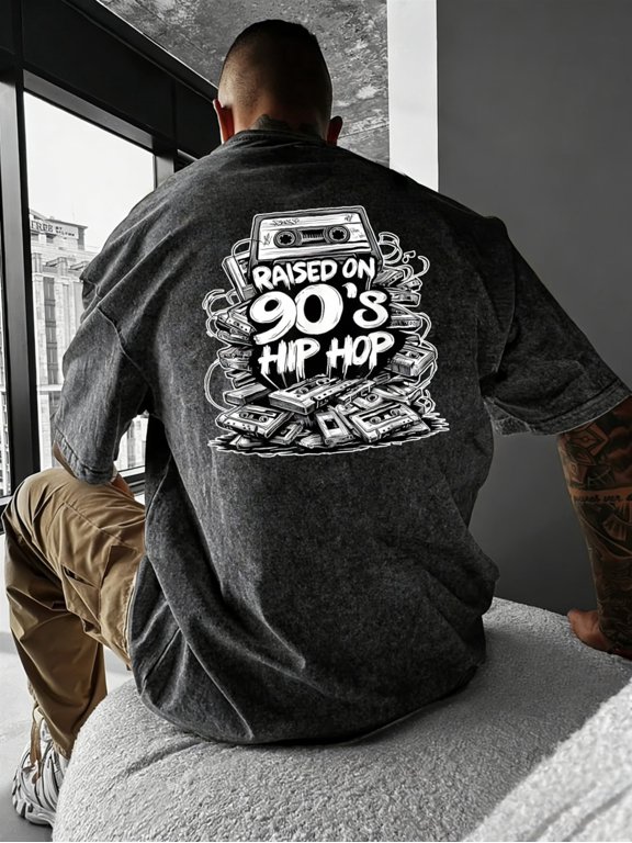 90s hip hop commemorative edition cassette tape graffiti rap washed t shirt