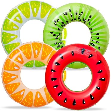 90shine 7-Piece Luau Pool Float Set - Hawaiian Swimming Rings With 13.5" Beach Balls For Kids & Adults