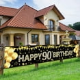 thumbnail image 1 of 90th Birthday Banner Happy 90th Birthday Decoration with Cheers To 90 Years Black Gold Glitter Birthday Sign Backdrop Supplies, 1 of 4