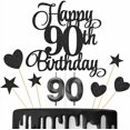 thumbnail image 1 of 90th Birthday Cake Toppers, 90th Birthday Candles Numeral Candles and Glitter Cake Decorations Toppers Set for Party Supplies (Black), 1 of 7
